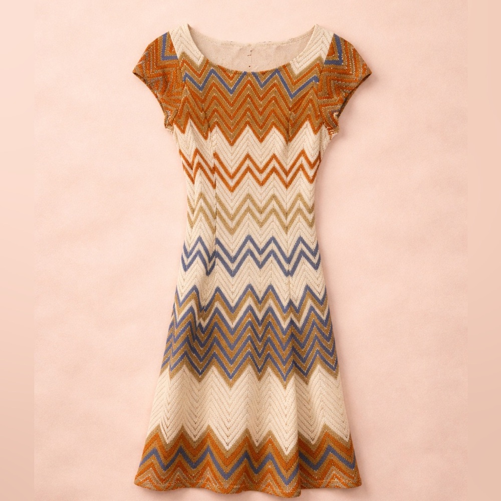Sharagano Boho Crochet Chevron Dress Size 10